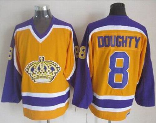 Kings #8 Drew Doughty Yellow CCM Throwback Stitched Jersey - Zenithce