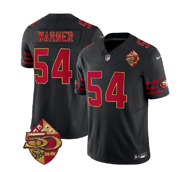San Francisco 49ers #54 Fred Warner Black 2023 F.U.S.E. 50th Patch Throwback Stitched Jersey - Zenithce