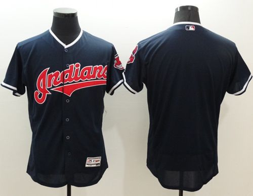 Indians Blank Navy Blue Flexbase Authentic Collection Stitched Jersey - Zenithce
