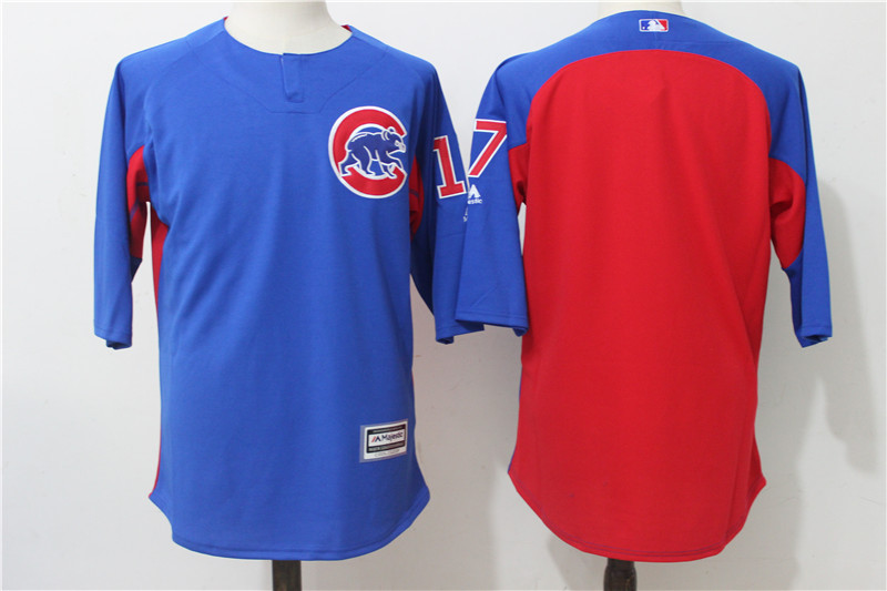 Chicago Cubs #17 Kris Bryant Blue Red Authentic Collection On-Field 3/4 Sleeve Batting Practice Stitched Jersey - Zenithce