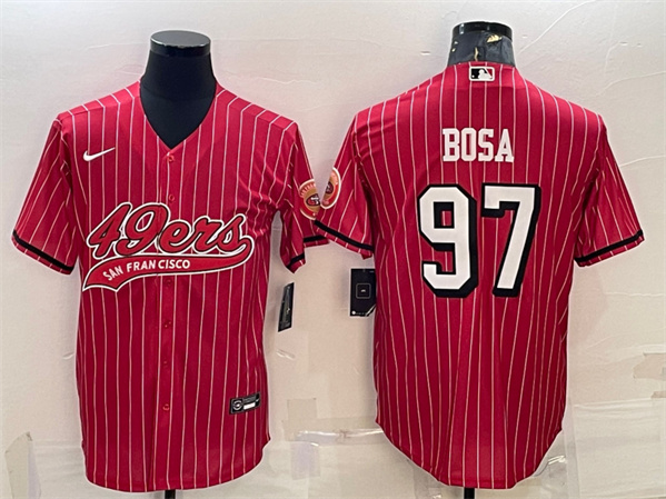 San Francisco 49ers #97 Nick Bosa Red With Patch Cool Base Stitched Jersey - Zenithce