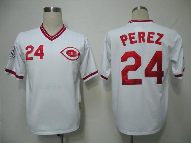 Mitchell And Ness Reds #24 Tony Perez White Throwback Stitched Jersey - Zenithce