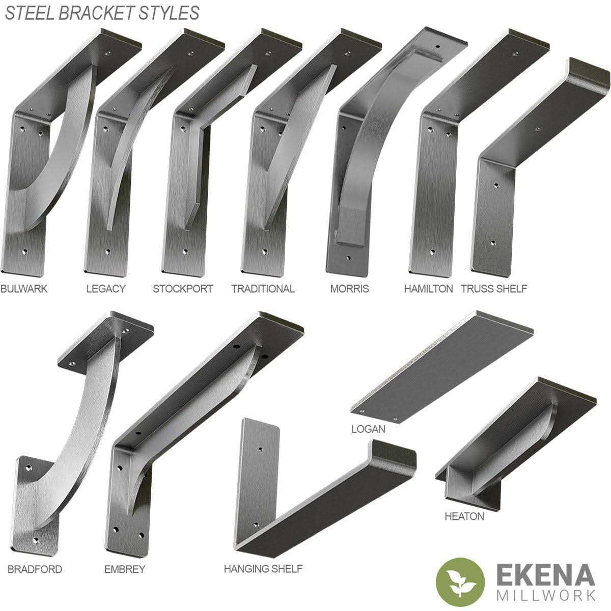 Ekena Millwork 2W x 6D x 5 1/2H Steel Hanging Shelf Bracket - Zenithce