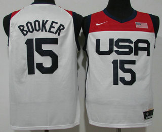 USA #15 Devin Booker 2021 White Olympics Stitched Home Jersey - Zenithce