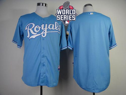 Royals Blank Light Blue Cool Base W 2015 World Series Patch Stitched Jersey - Zenithce