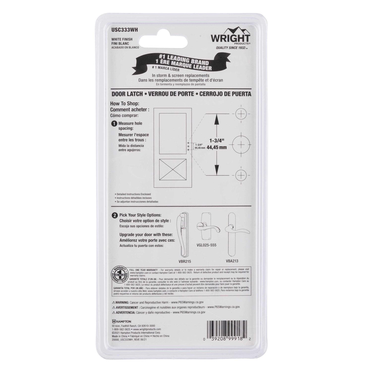 Wright Products Screen & Storm Door Latch Push-Button VC333BL - Zenithce