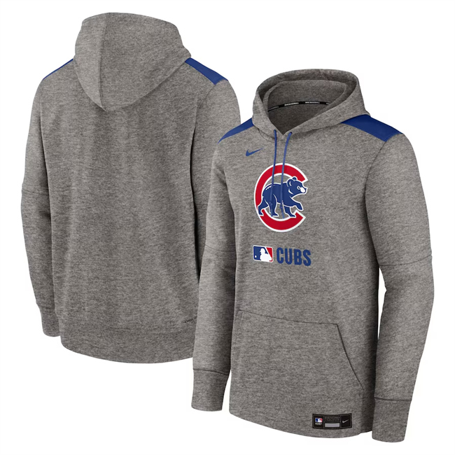 Chicago Cubs Heather Charcoal Collection Performance Pullover Hoodie - Zenithce