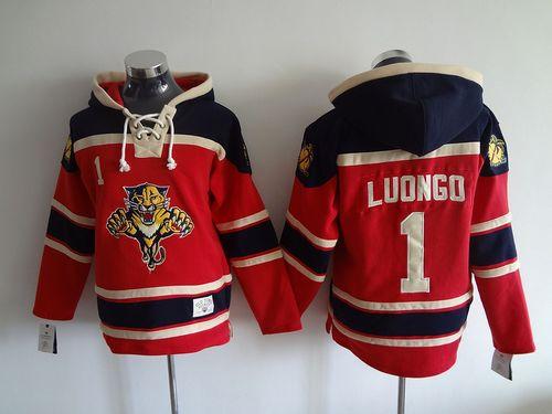 Panthers #1 Roberto Luongo Red Sawyer Hooded Sweatshirt Stitched Jersey - Zenithce