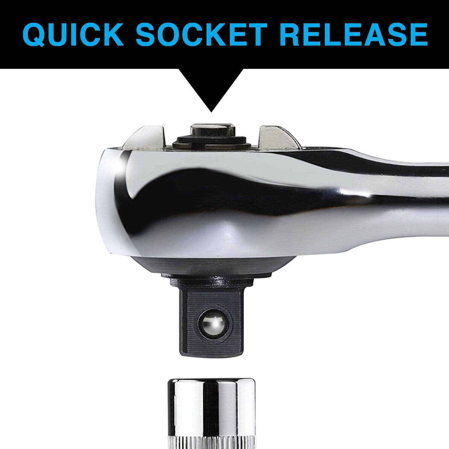 Zero Degree 1/4 Drive Gearless Ratchet with Socket Quick Release - Zenithce