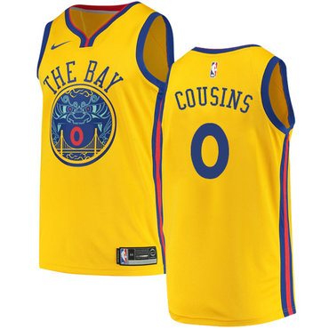 Golden StateWarriors #0 DeMarcus Cousins Gold Swingman City Edition Jersey - Zenithce