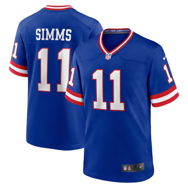 New York Giants #11 Phil Simms Royal Stitched Game Jersey - Zenithce