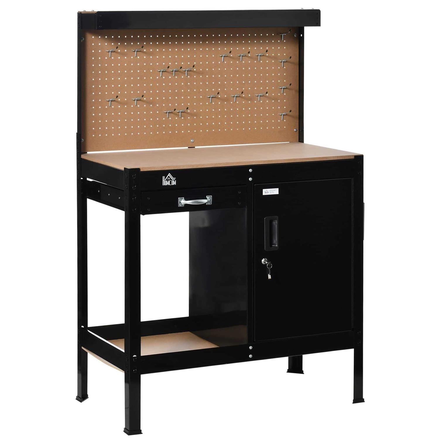 HOMCOM Multipurpose Work bench Workshop Tools Table with Drawer - Zenithce