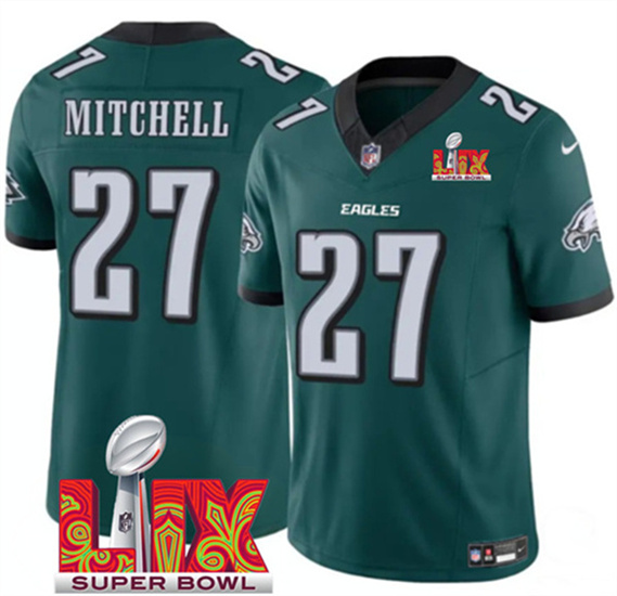 Philadelphia Eagles #27 Quinyon Mitchell Green 2025 Super Bowl LIX Patch Vapor Untouchable Limited Stitched Jersey - Zenithce