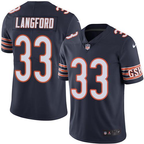 Bears #33 Jeremy Langford Navy Blue Stitched Limited Rush Nike Jersey - Zenithce