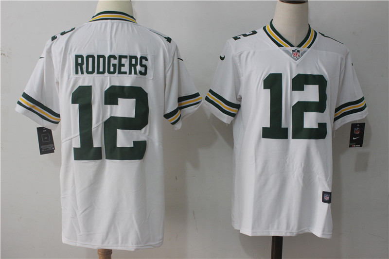Green Bay Packers #12 Aaron Rodgers White Stitched Vapor Untouchable Limited Nike Jersey - Zenithce
