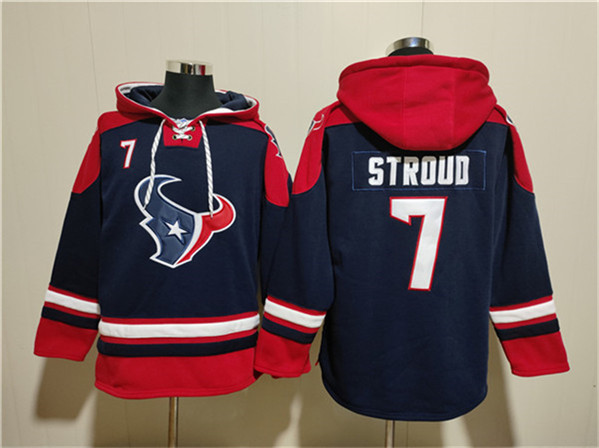 Houston Texans #7 C.J. Stroud Navy Ageless Must-Have Lace-Up Pullover Hoodie - Zenithce