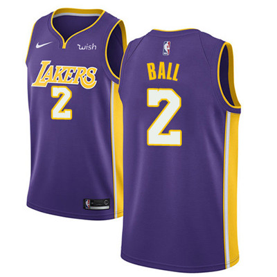 Los Angeles Lakers #2 Lonzo Ball Purple Swingman Statement Edition Jersey - Zenithce