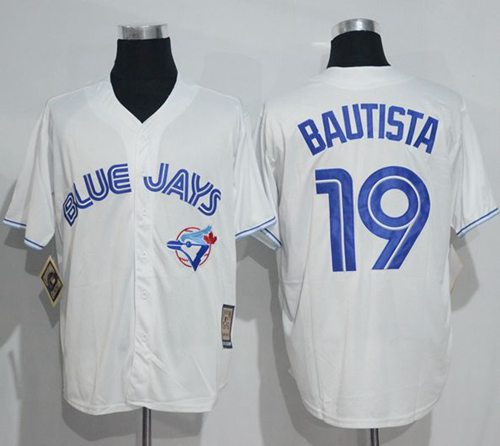 Blue Jays #19 Jose Bautista White Cooperstown Throwback Stitched Jersey - Zenithce
