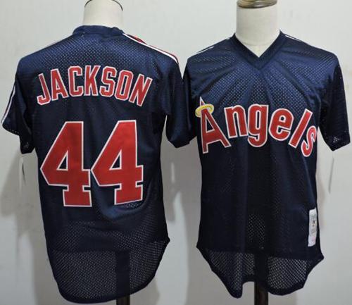 Mitchell And Ness Angels Of Anaheim #44 Reggie Jackson Navy Blue Throwback Stitched Jersey - Zenithce