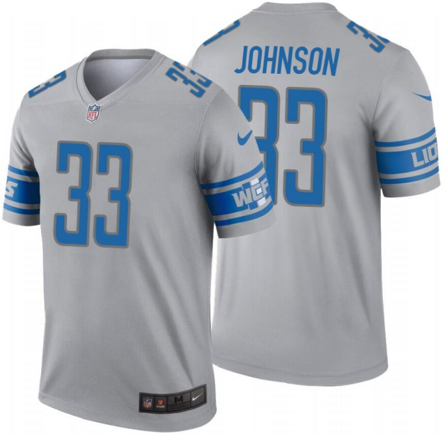 Detroit Lions #33 Kerryon Johnson Gray Inverted Legend Jersey - Zenithce