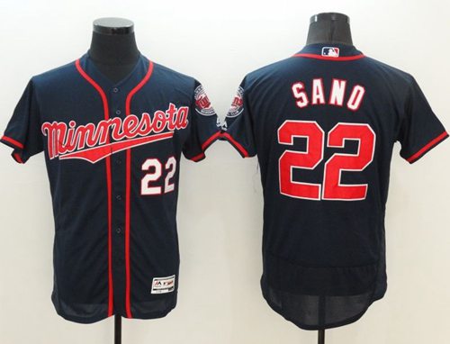 Twins #22 Miguel Sano Navy Blue Flexbase Authentic Collection Stitched Jersey - Zenithce