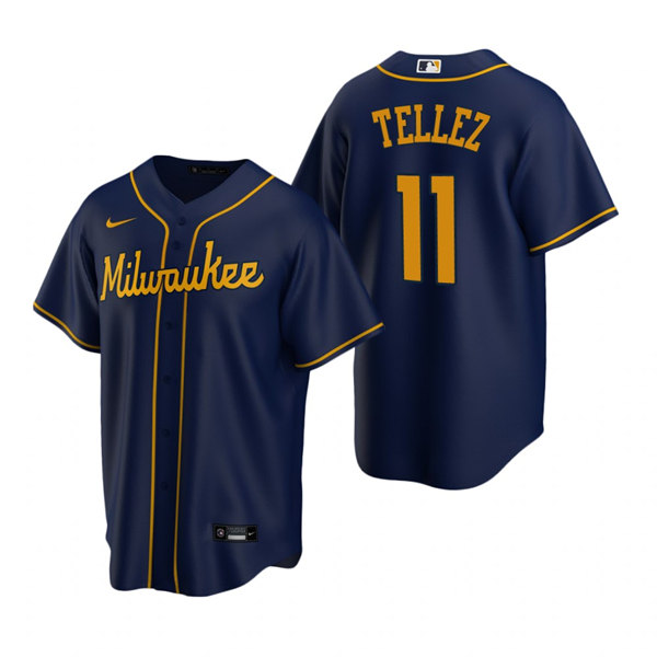 Milwaukee Brewers #11 Rowdy Tellez Navy Cool Base Stitched Jersey - Zenithce
