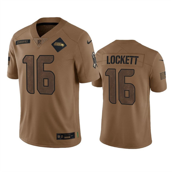Seattle Seahawks #16 Tyler Lockett 2023 Brown Salute To Service Limited Stitched Jersey - Zenithce