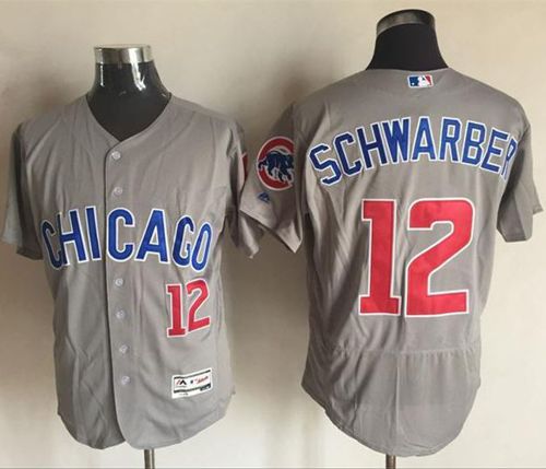 Cubs #12 Kyle Schwarber Grey Flexbase Authentic Collection Road Stitched Jersey - Zenithce