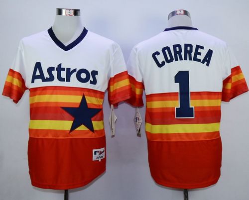 Astros #1 Carlos Correa White Orange 1980 Turn Back The Clock Stitched Jersey - Zenithce