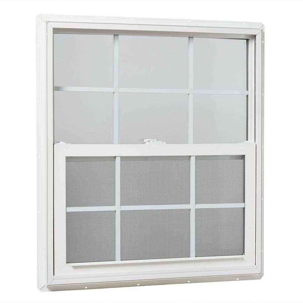 TAFCO Windows 31.25 in. x 35.25 in. Single Hung Vinyl Window Insulated with Grids - Zenithce