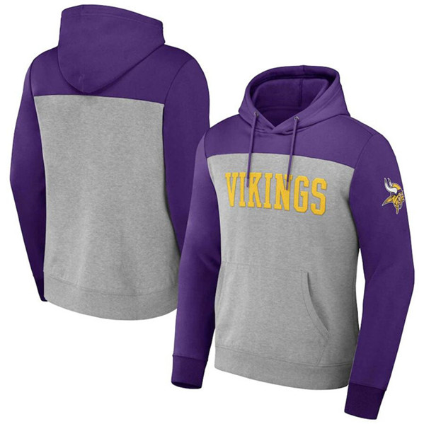Minnesota Vikings X Darius Rucker Collection Heather Gray Color Blocked Pullover Hoodie - Zenithce
