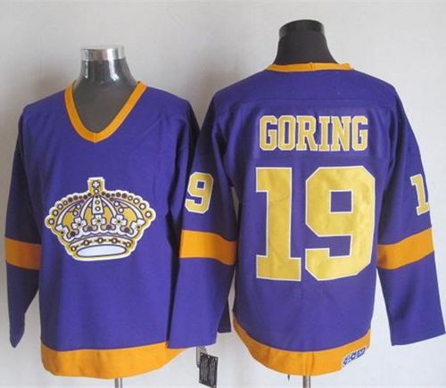Kings #19 Butch Goring Purple Yellow CCM Throwback Stitched Jersey - Zenithce