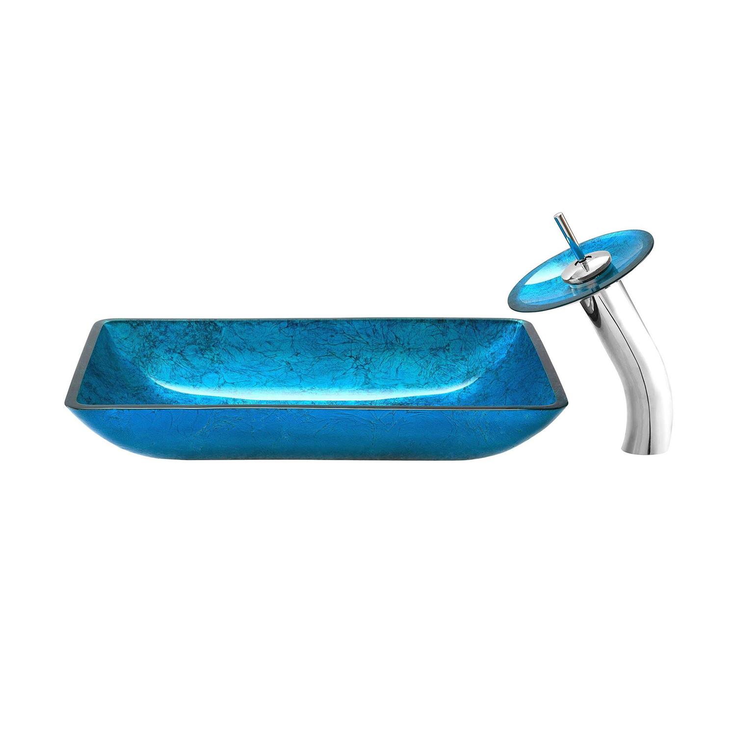 Swiss Madison Cascade 16.5 Color Glass Vessel Sink with Faucet SM-VSF258 - Zenithce