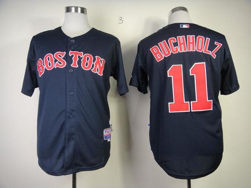 Red Sox #11 Clay Buchholz Dark Blue Cool Base Stitched Jersey - Zenithce
