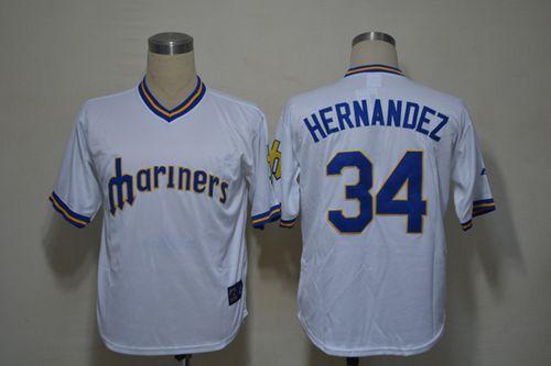 Mariners #34 Felix Hernandez White Cooperstown Stitched Jersey - Zenithce