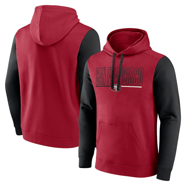 San Francisco 49ers Scarlet Black Outline Pullover Hoodie - Zenithce