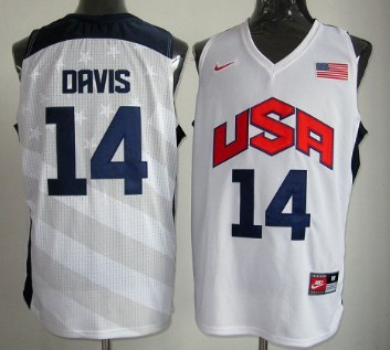 2012 Olympics Team USA #14 Anthony Davis Revolution 30 Swingman White Jersey - Zenithce