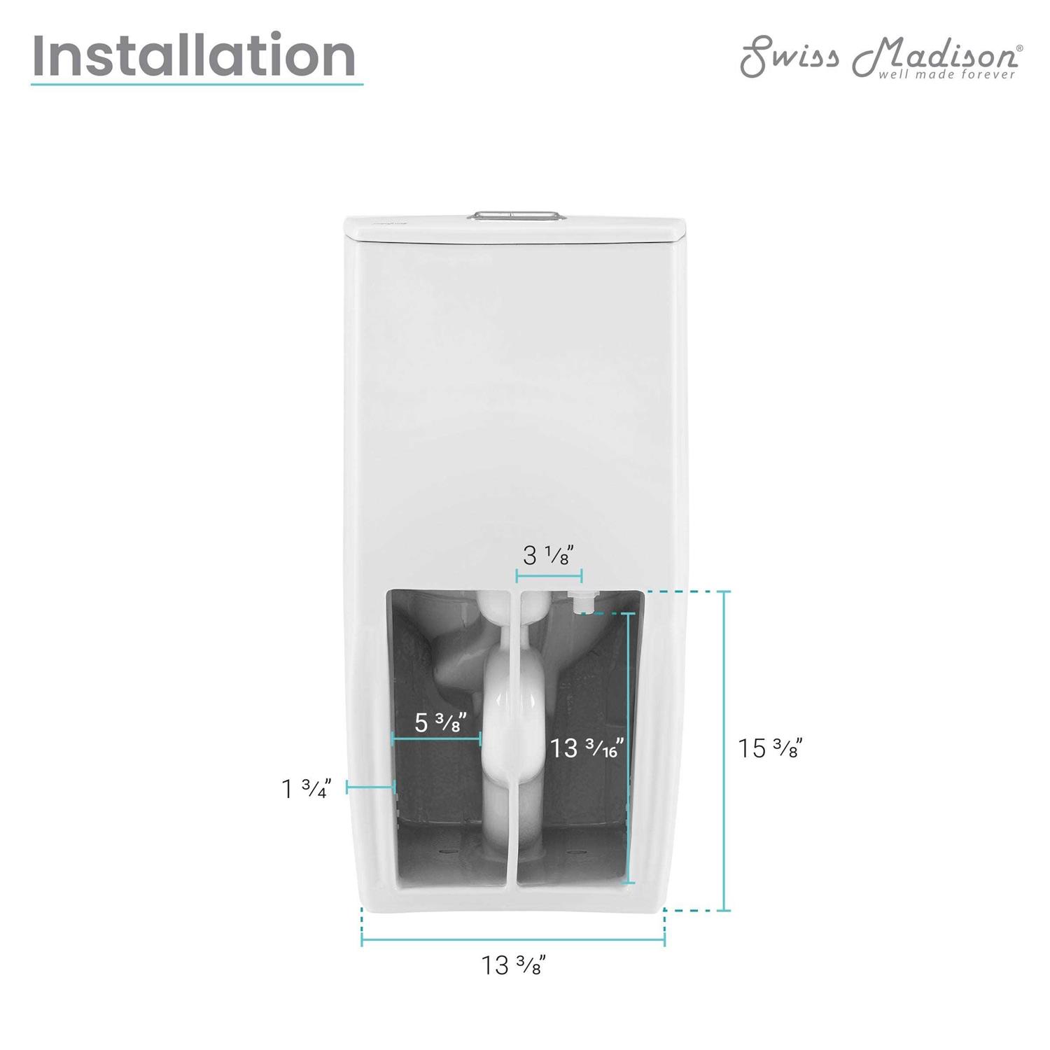Swiss Madison St. Tropez Collection SM-1T254BQ One Piece Elongated Toilet Dual Vortex Flush 1.1/1.6 GPF - Zenithce
