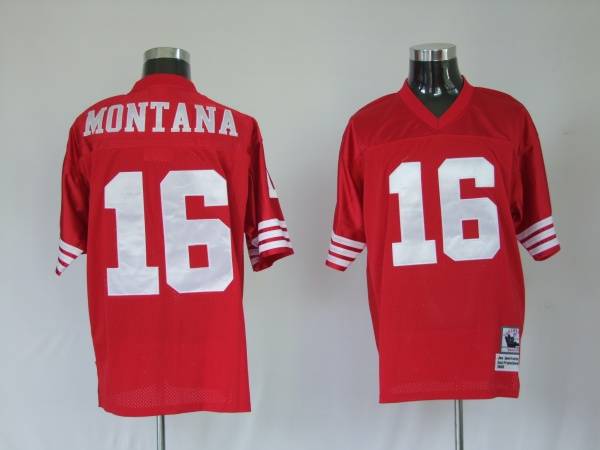 Mitchell And Ness 49ers Joe Montana #16 Stitched Red Jersey - Zenithce