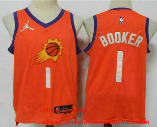 Phoenix Suns #1 Devin Booker Orange Jordan 75th Anniversary Diamond 2021 Stitched Jersey - Zenithce