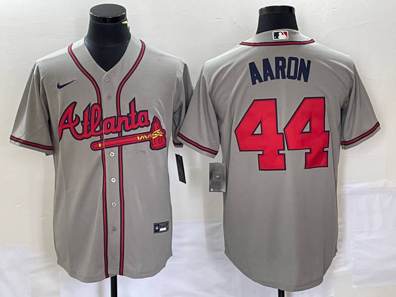 Atlanta Braves #44 Hank Aaron Gray Cool Base Stitched Jersey - Zenithce