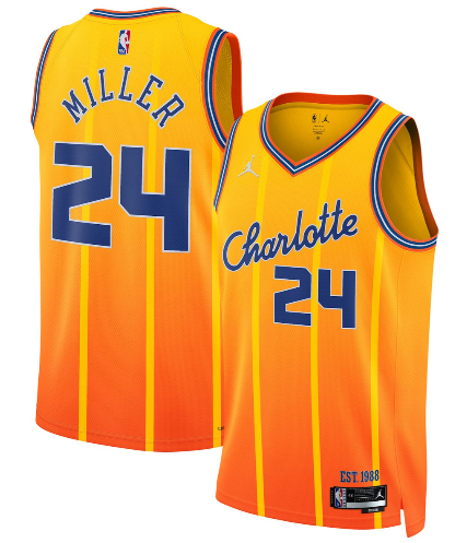 Charlotte Hornets #24 Brandon Miller Gold 2025-26 City Edition Swingman Stitched Jersey - Zenithce