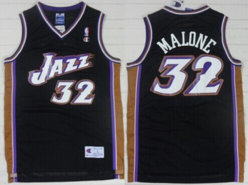 Utah Jazz #32 Karl Malone Black Swingman Throwback Jersey - Zenithce