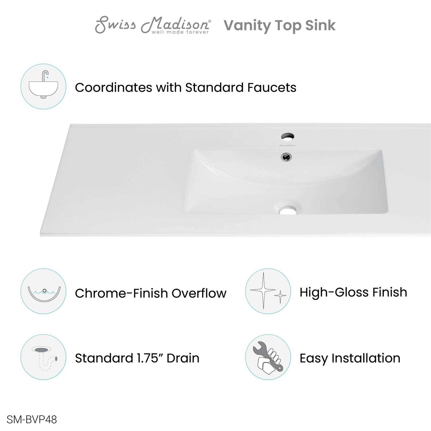 Swiss Madison 36 Ceramic Vanity Sink Top - Zenithce