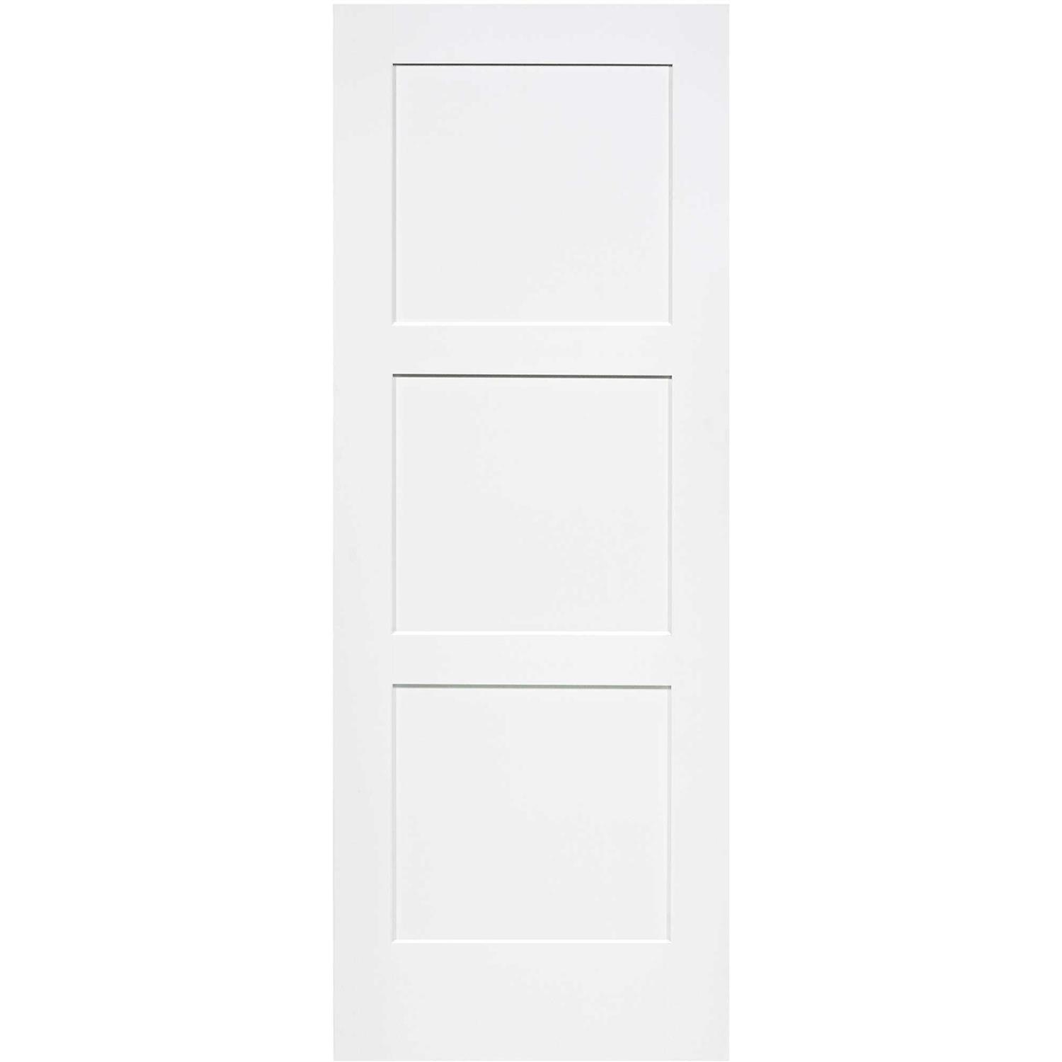 Kimberly Bay 80 in. White 3-Panel Shaker Solid Wood Interior Door Slab - Zenithce