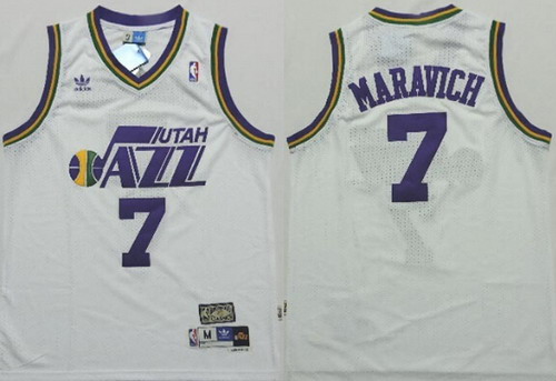 Utah Jazz #7 Pete Maravich White Swingman Throwback Jersey - Zenithce