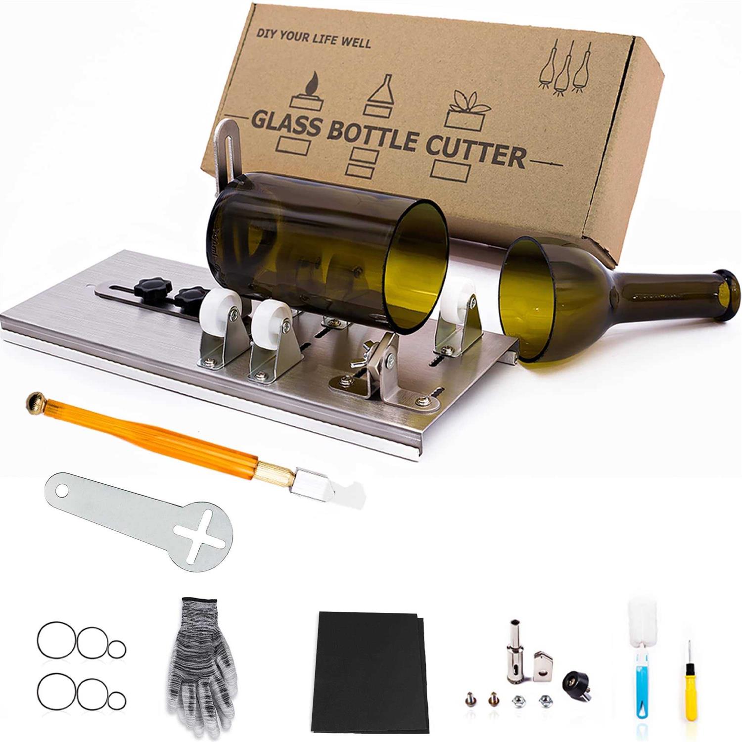 Glass Bottle Cutter Fixm Square & Round Bottle Cutting Machine Wine Bottles and Beer Bottles Cutter Tool with Accessories Tool Kit - Zenithce