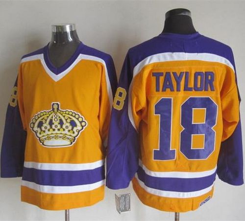 Kings #18 Dave Taylor Yellow Purple CCM Throwback Stitched Jersey - Zenithce