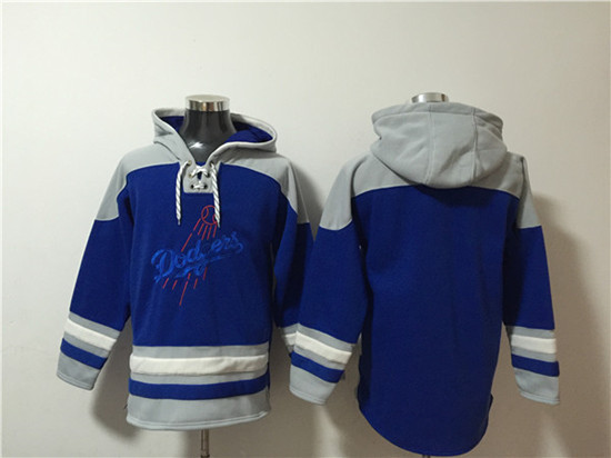 Los Angeles Dodgers Blank Blue Ageless Must-Have Lace-Up Pullover Hoodie - Zenithce