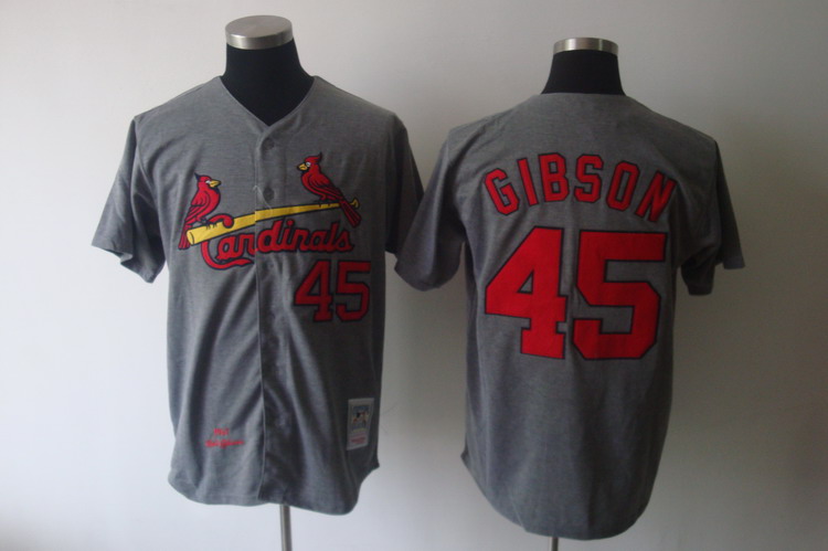 Mitchell And Ness 1967 Cardinals #45 Bob Gibson Grey Stitched Throwback Jersey - Zenithce
